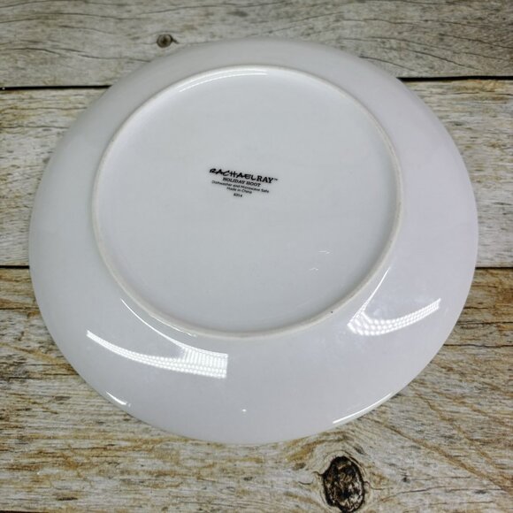 Rachael Ray HOLIDAY HOOT Christmas Tree Owl Stars Porcelain Salad Plates Set 4 - Picture 5 of 16